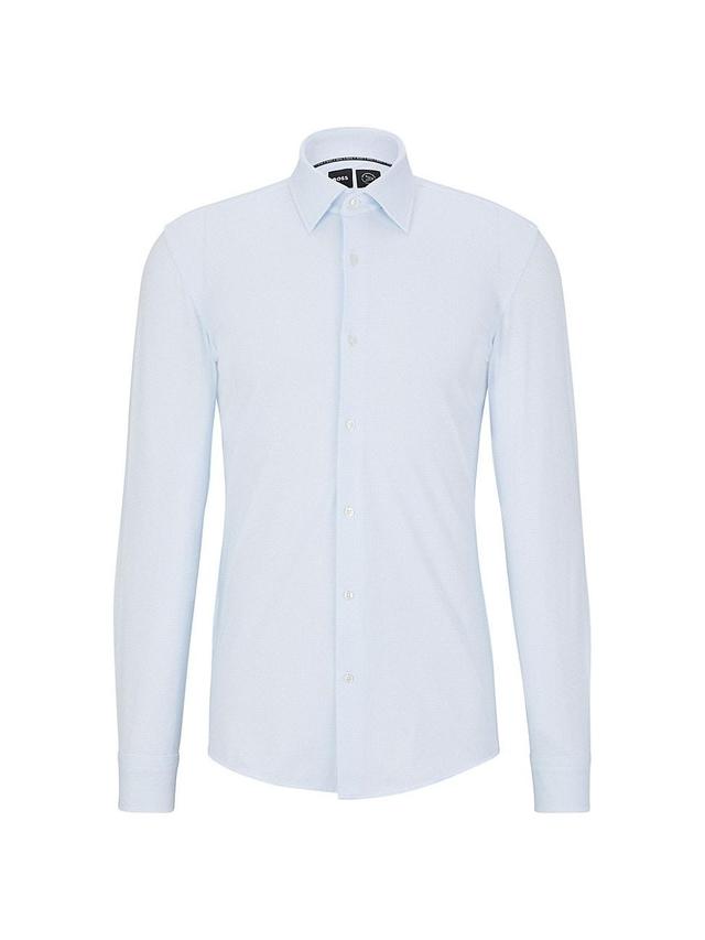 Men's Striped Performance-Stretch Fabric Slim-Fit Dress Shirt Product Image