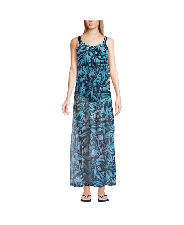 Lands End Womens Mesh Scoop Neck Swim Cover-up Maxi Dress Product Image