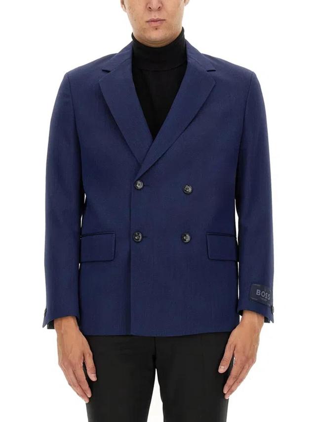 HUGO BOSS Double-breasted Jacket In Blue Product Image