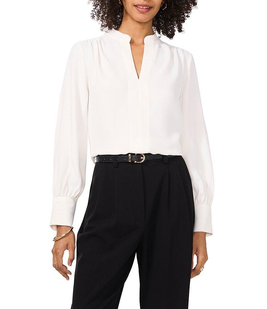 Vince Camuto Cuffed Long Sleeve V Neckline Blouse Product Image