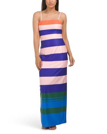 Strapless Striped Maxi Dress With Border for Women Product Image