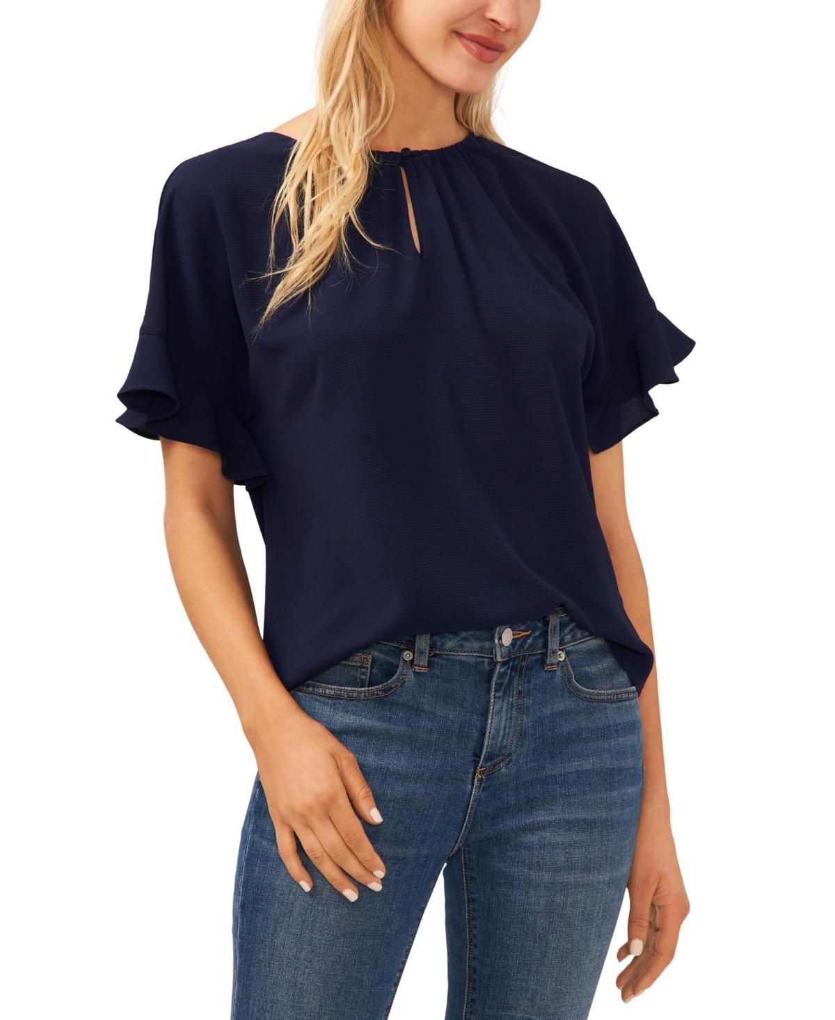 CeCe Ruffle Sleeve Crepe Blouse Product Image