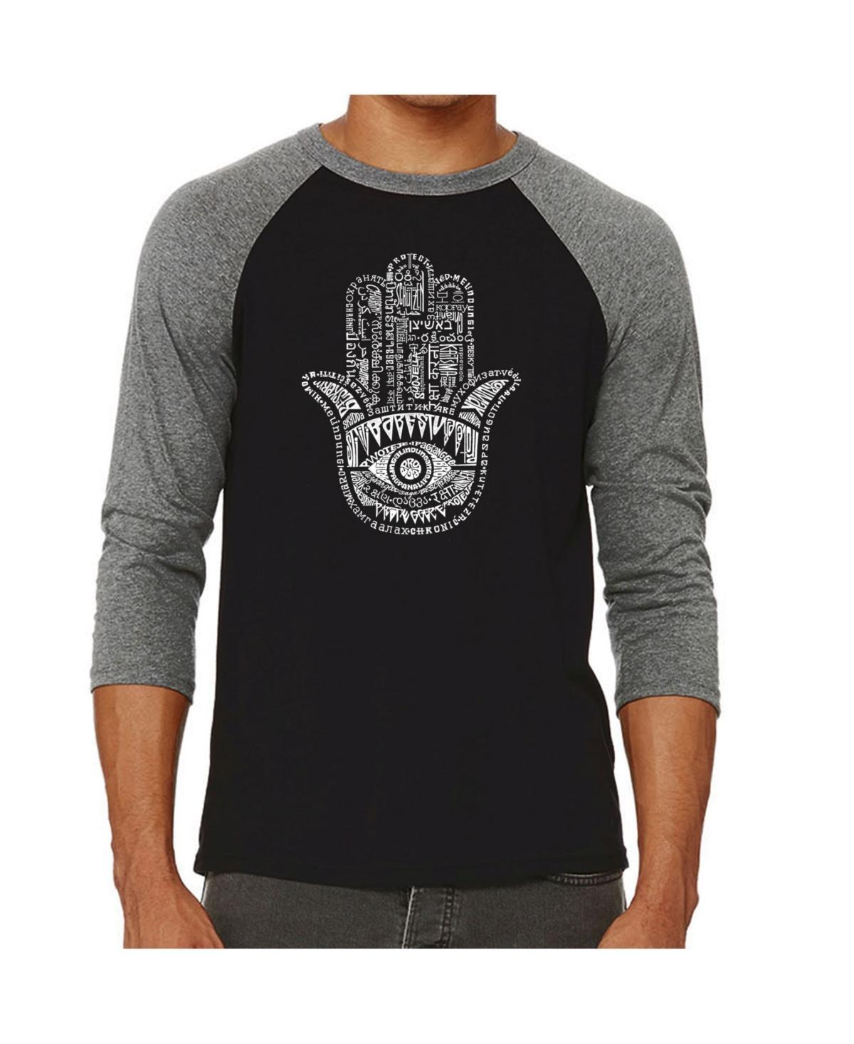 La Pop Art Hamsa Mens Raglan Word Art T-shirt Product Image