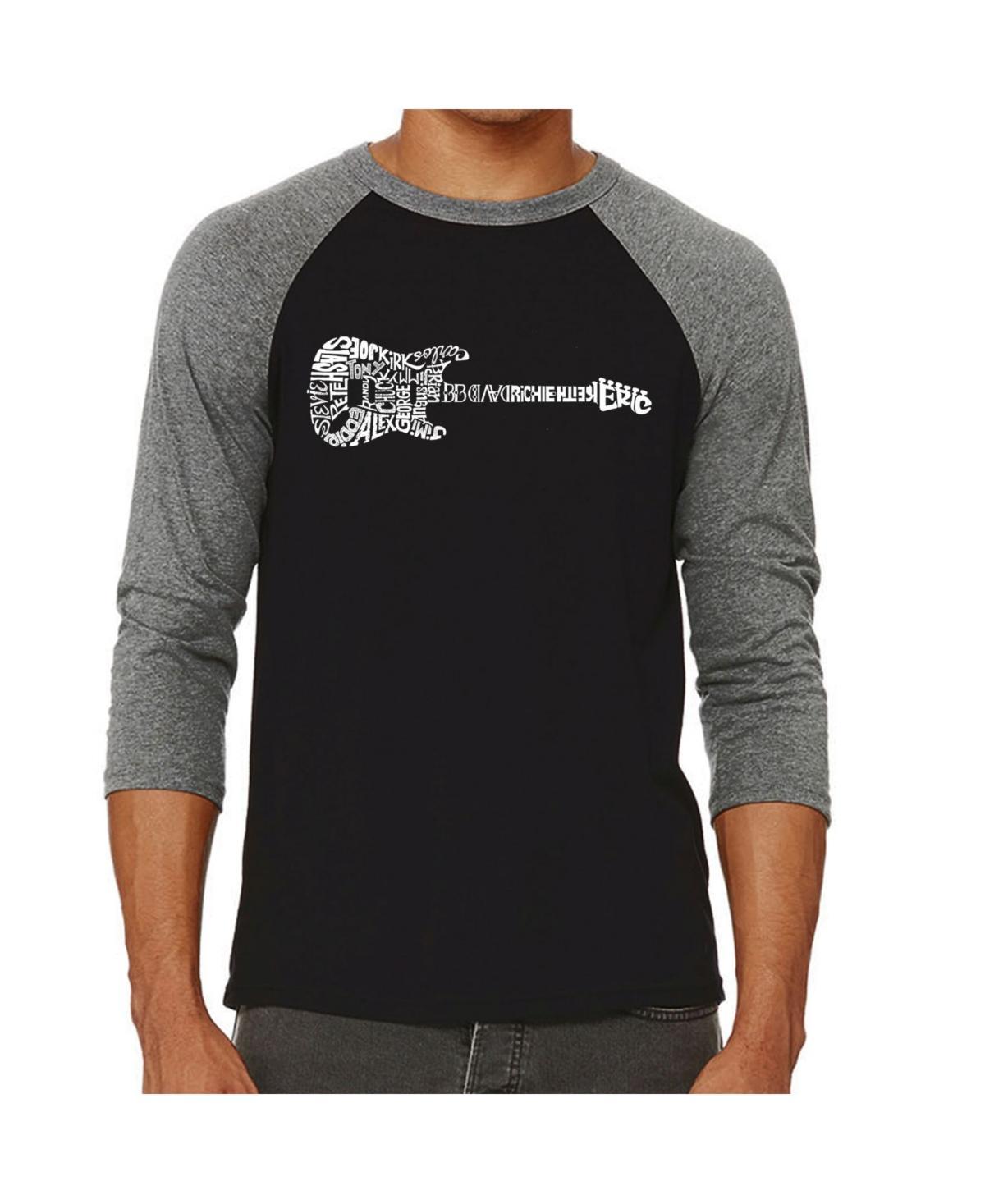 La Pop Art Rock Guitar Mens Raglan Word Art T-shirt Product Image