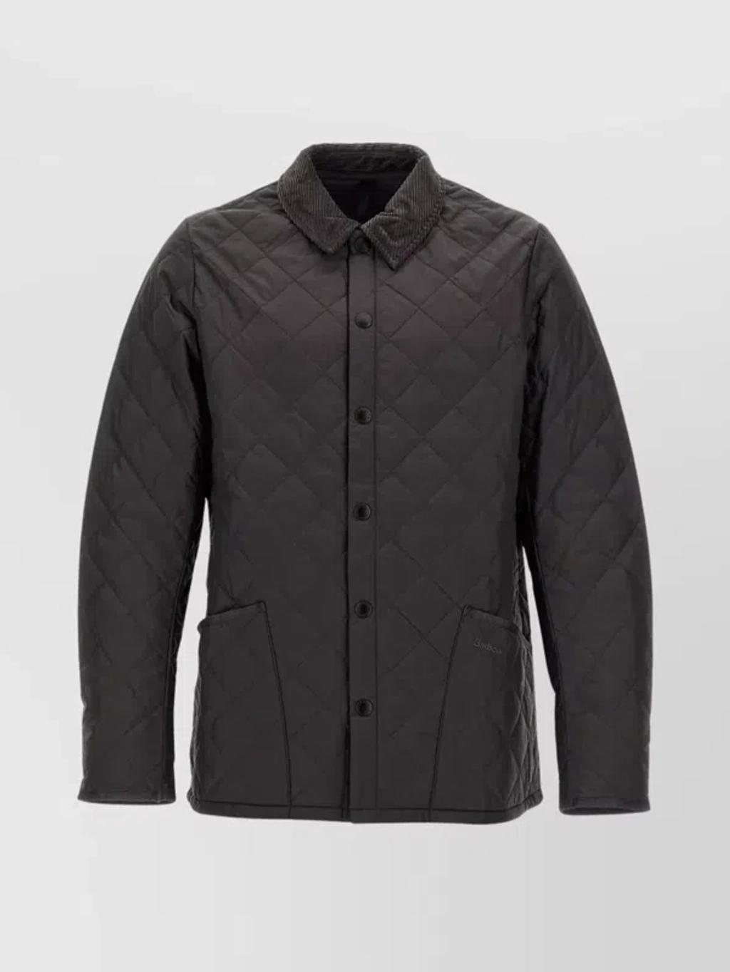 Jacket Quilted Corduroy Collar In Black Product Image