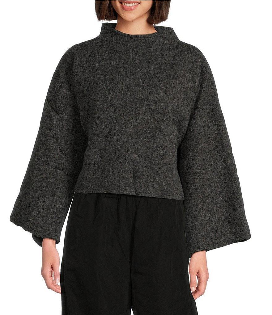 Bryn Walker Anna Wool Jacquard Funnel Neck Long Sleeve Cropped Sweater Product Image