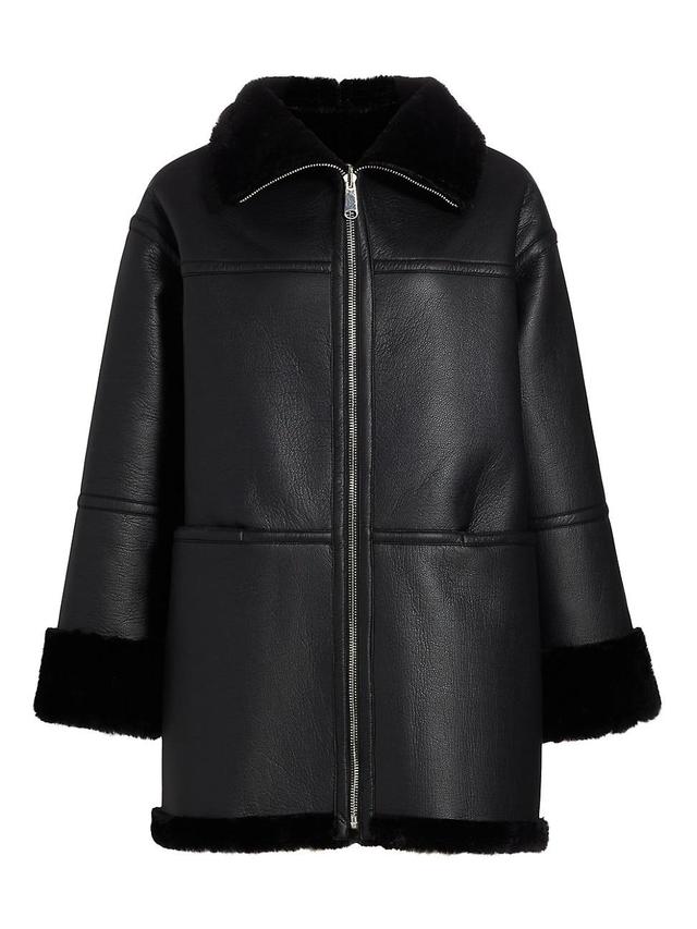 Womens Ally Faux Leather & Fur Coat Product Image