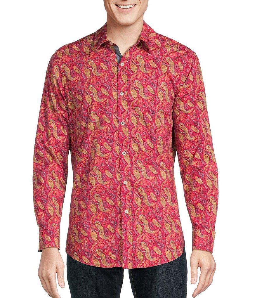 Cremieux Premium Denim Stretch Paisley Print Long Sleeve Woven Shirt Product Image