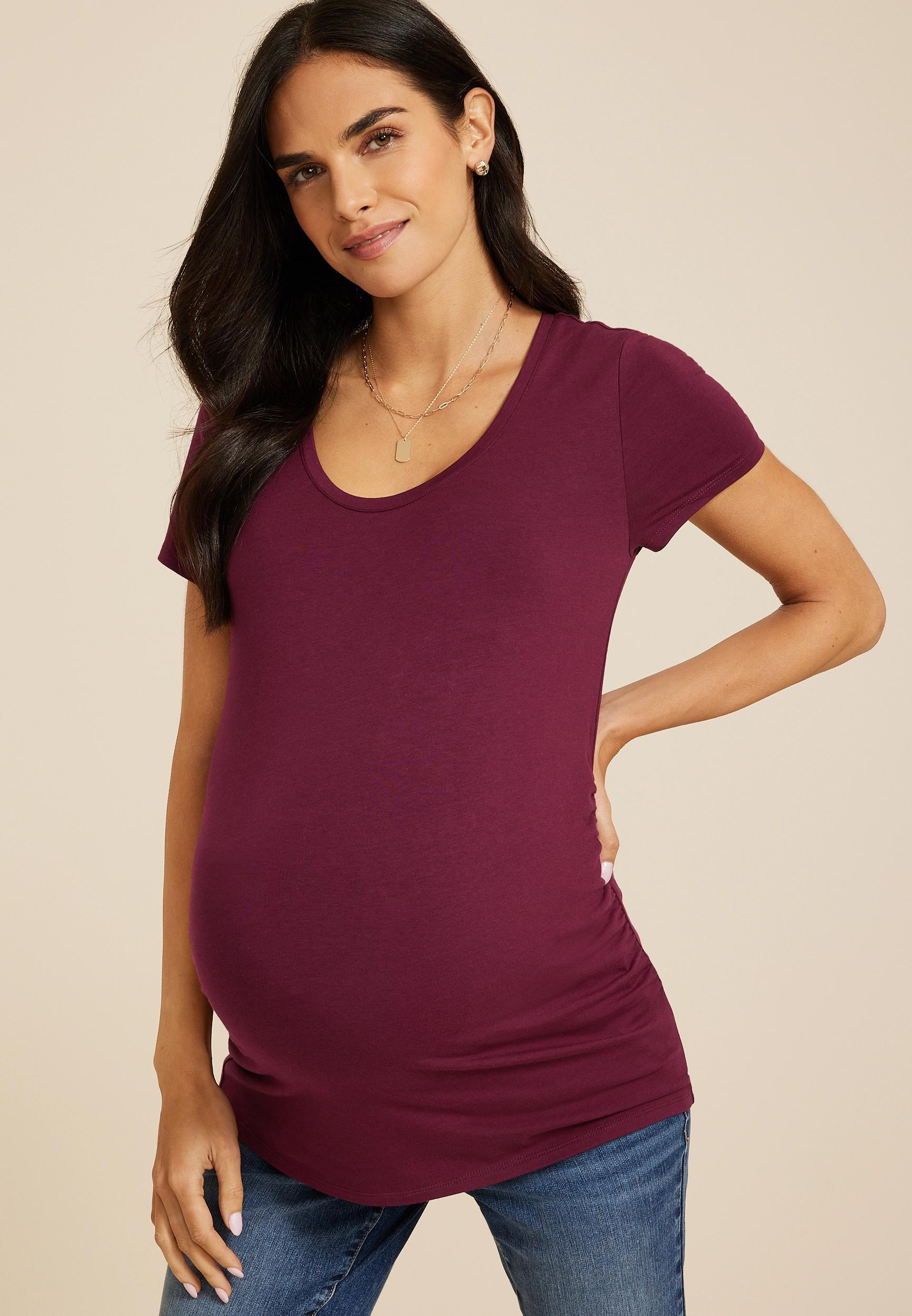 Maurices Womens Solid Scoop Neck Maternity Tee Size Small Product Image