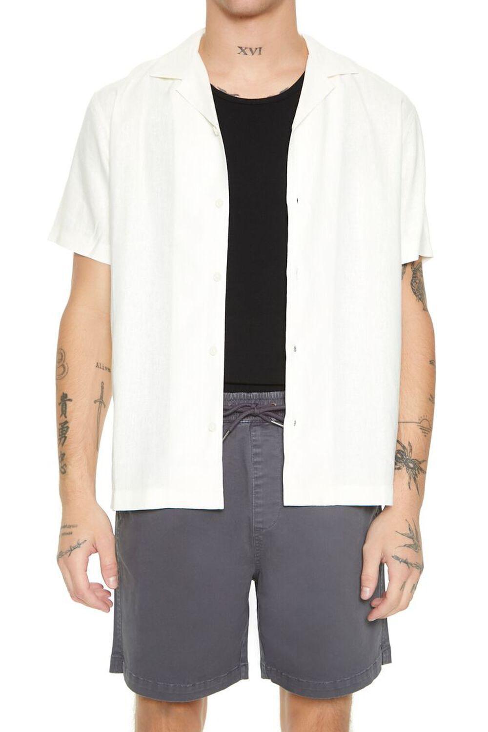 Linen-Blend Cuban Collar Shirt | Forever 21 Product Image