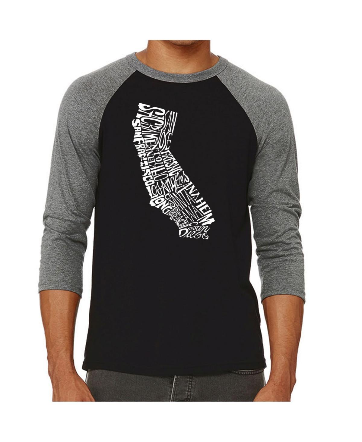 La Pop Art California State Mens Raglan Word Art T-shirt Product Image