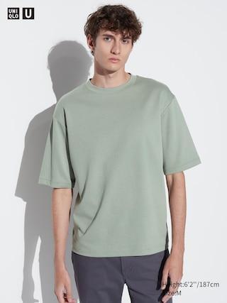 Airism Cotton Oversized Crew Neck Half-Sleeve T-Shirt Green 3XL UNIQLO US Product Image