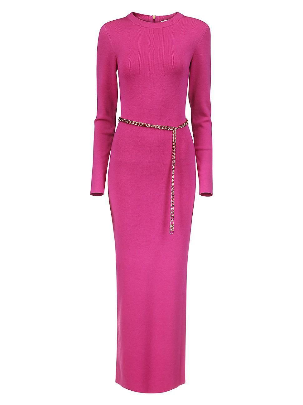 Womens Merino-Wool-Blend Belted Midi-Dress Product Image