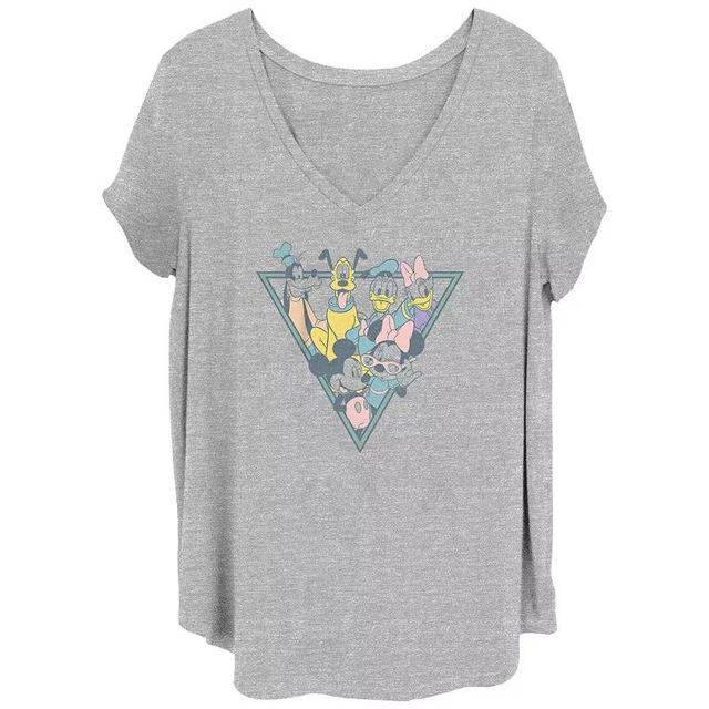 Disneys Mickey Mouse & Friends Triangle Squad Juniors Plus Graphic Tee, Womens Grey Gray Product Image