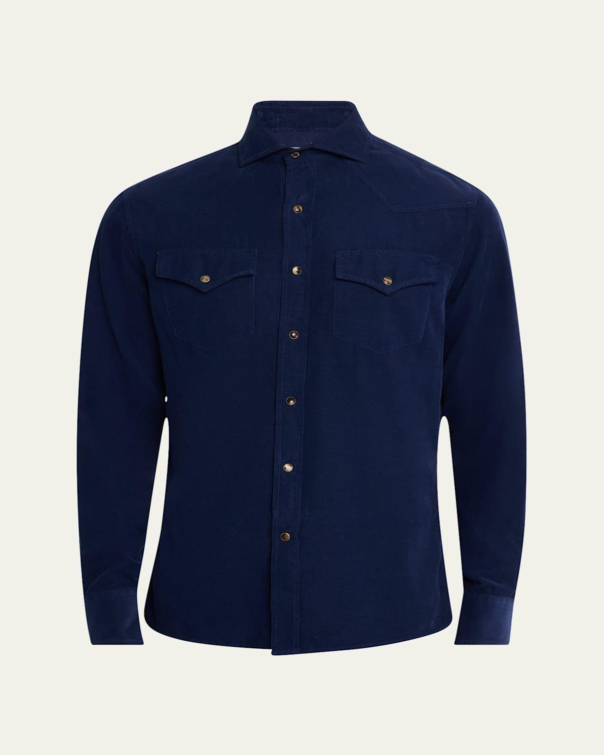 Mens Easy Fit Western Shirt in Narrow Wale Corduroy Product Image