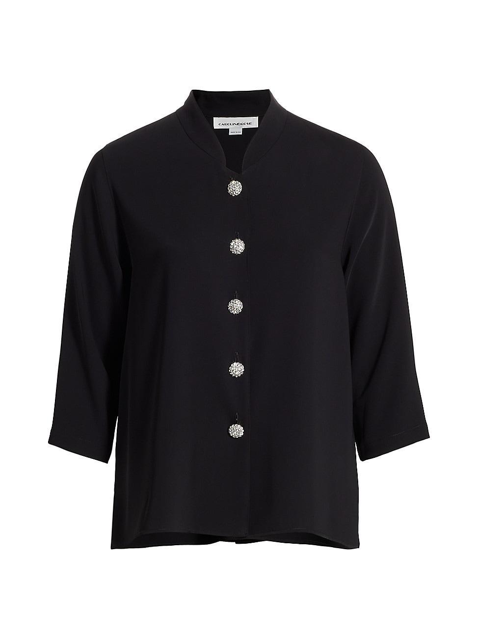 Womens Suzette Pav-Button Crepe Blouse Product Image