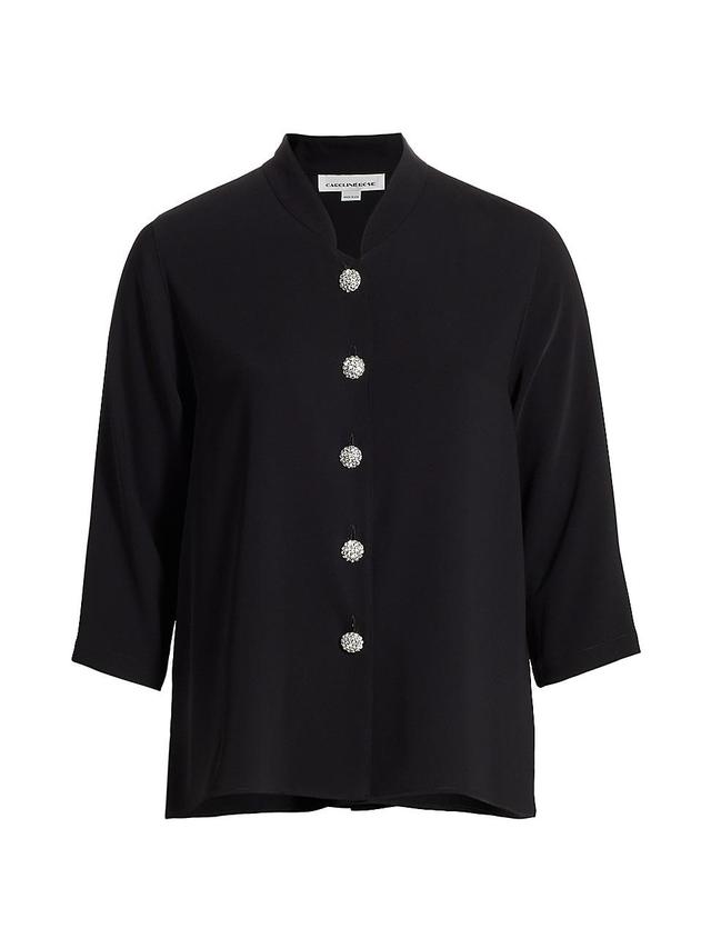 Womens Suzette Pav-Button Crepe Blouse Product Image