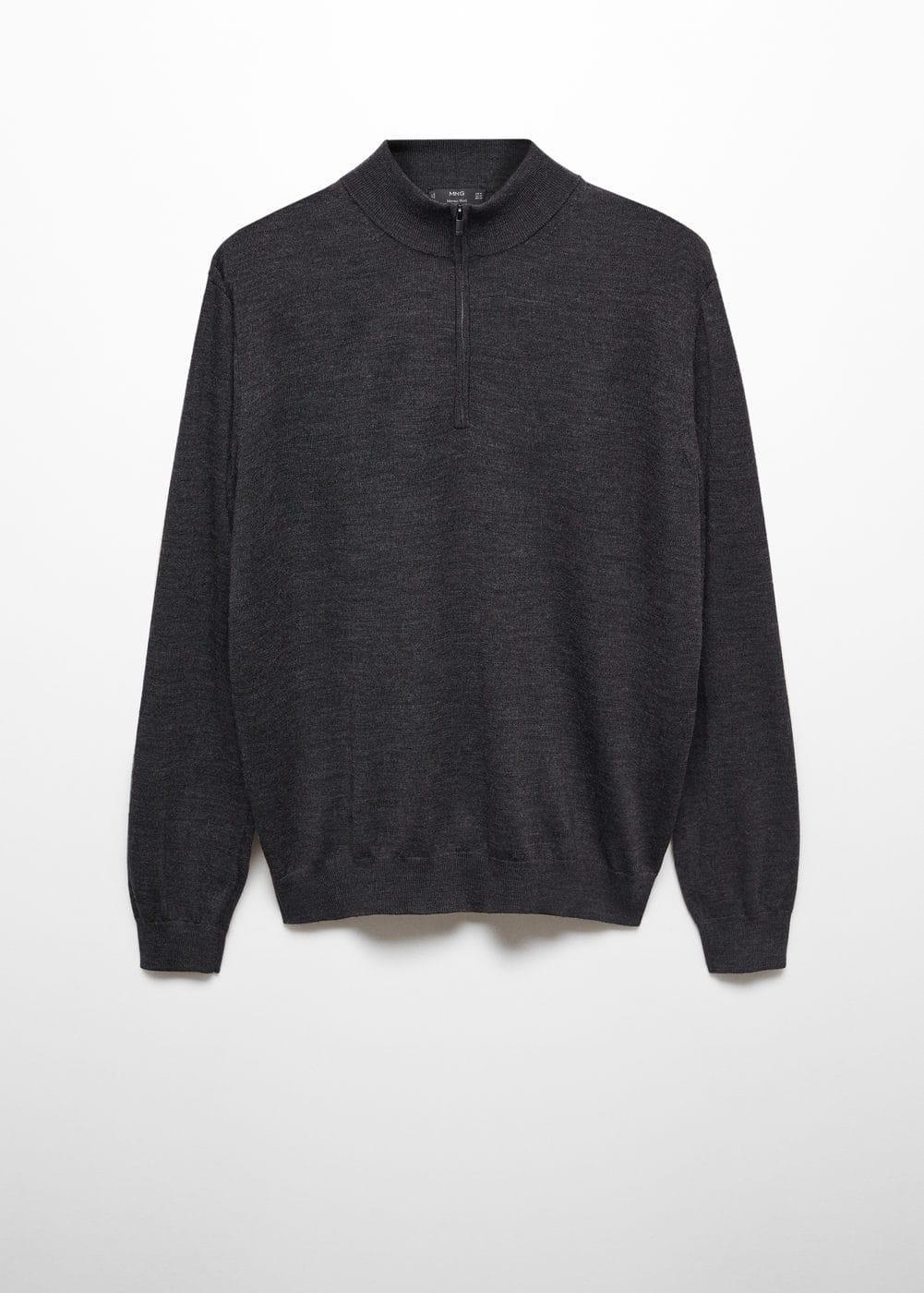 MANGO MAN - Zipped high collar sweater forest greenMen Product Image