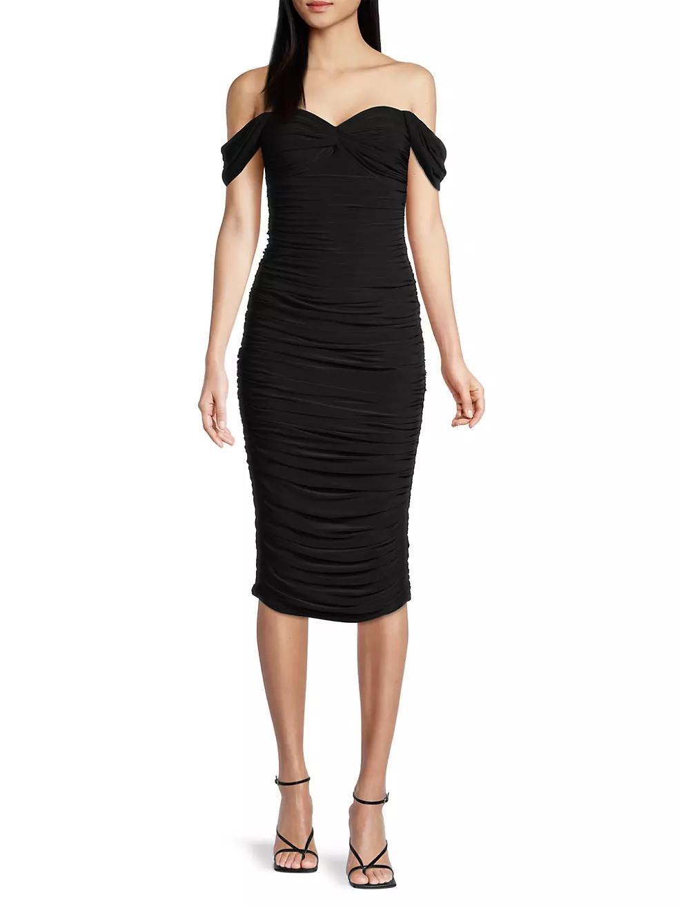 Walter Winglet-Sleeve Ruched Midi-Dress Product Image