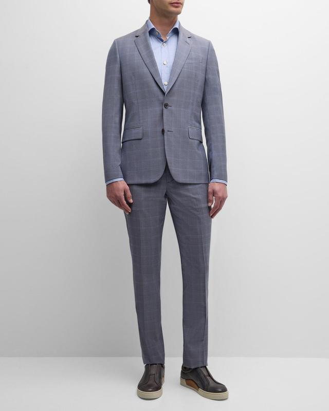 Mens Windowpane Check Two-Piece Suit Product Image