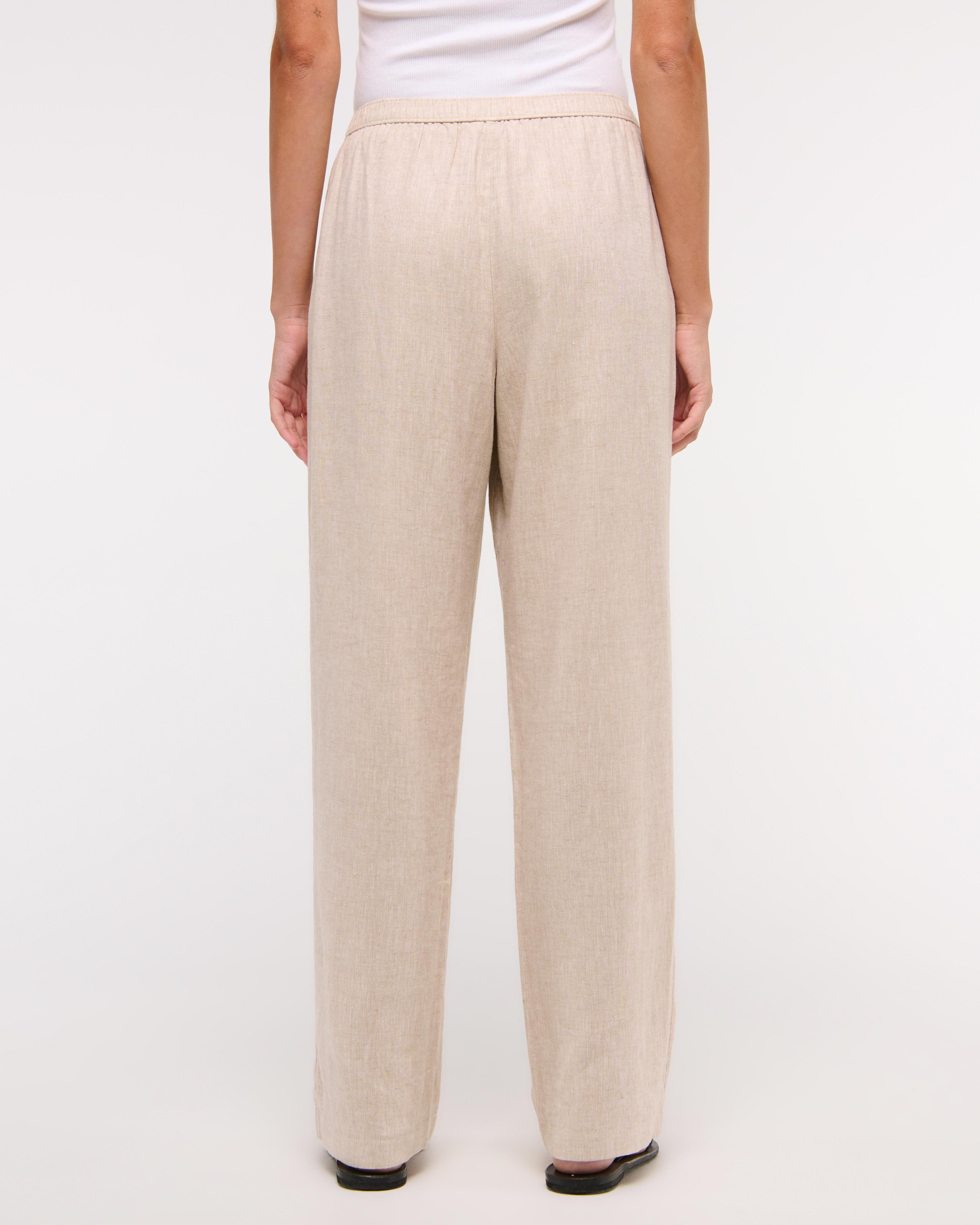 Straight Linen-Blend Pull-On Pant Product Image