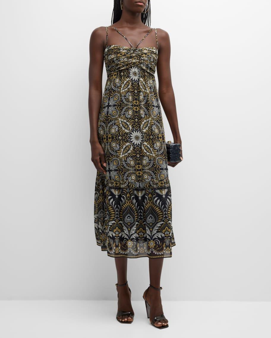 Arya Pleated Floral-Print Midi Dress Product Image