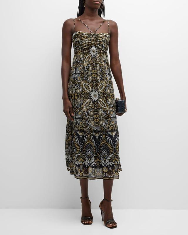 Arya Pleated Floral-Print Midi Dress Product Image