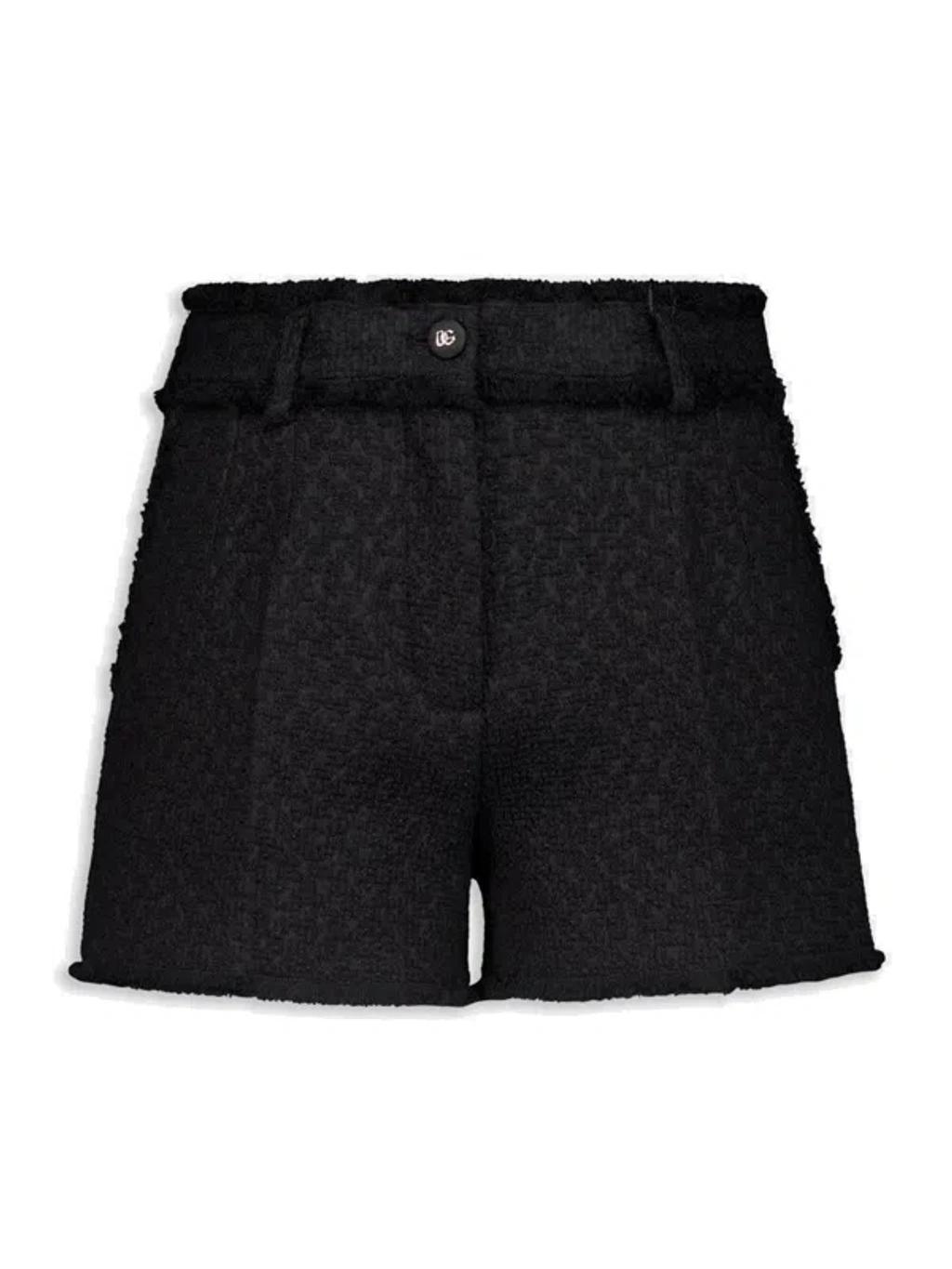 DOLCE & GABBANA Raschel Tweed Shorts In Black Product Image