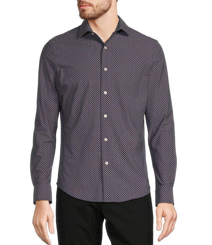 Murano Collezione Slim Fit Small Diamond Pattern Long Sleeve Woven Shirt Product Image