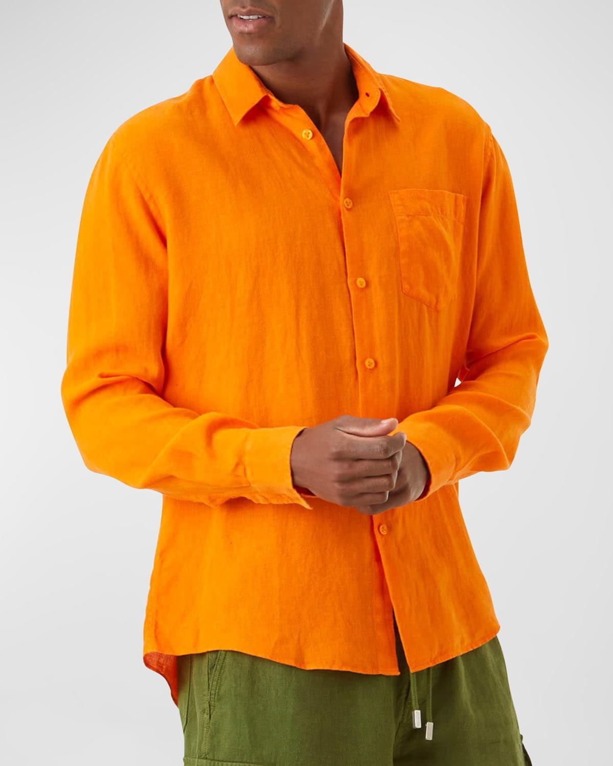 Mens Long-Sleeve Linen Shirt Product Image