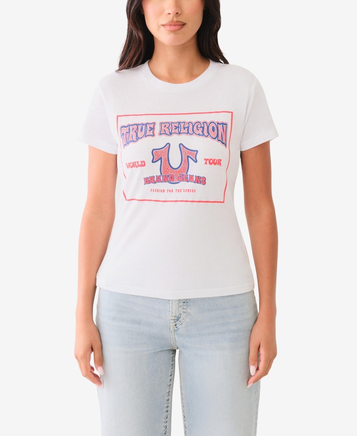 Womens Crystal Retro Horseshoe T-Shirt Product Image