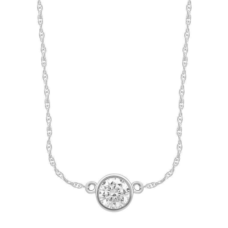 Arctic Clear 14k White Gold 1/3 Carat T.W. Round Cut Lab-Grown Diamond Solitaire Pendant Necklace, Womens Product Image