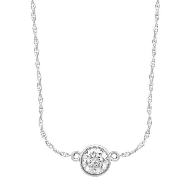 Arctic Clear 14k White Gold 1/3 Carat T.W. Round Cut Lab-Grown Diamond Solitaire Pendant Necklace, Womens Product Image