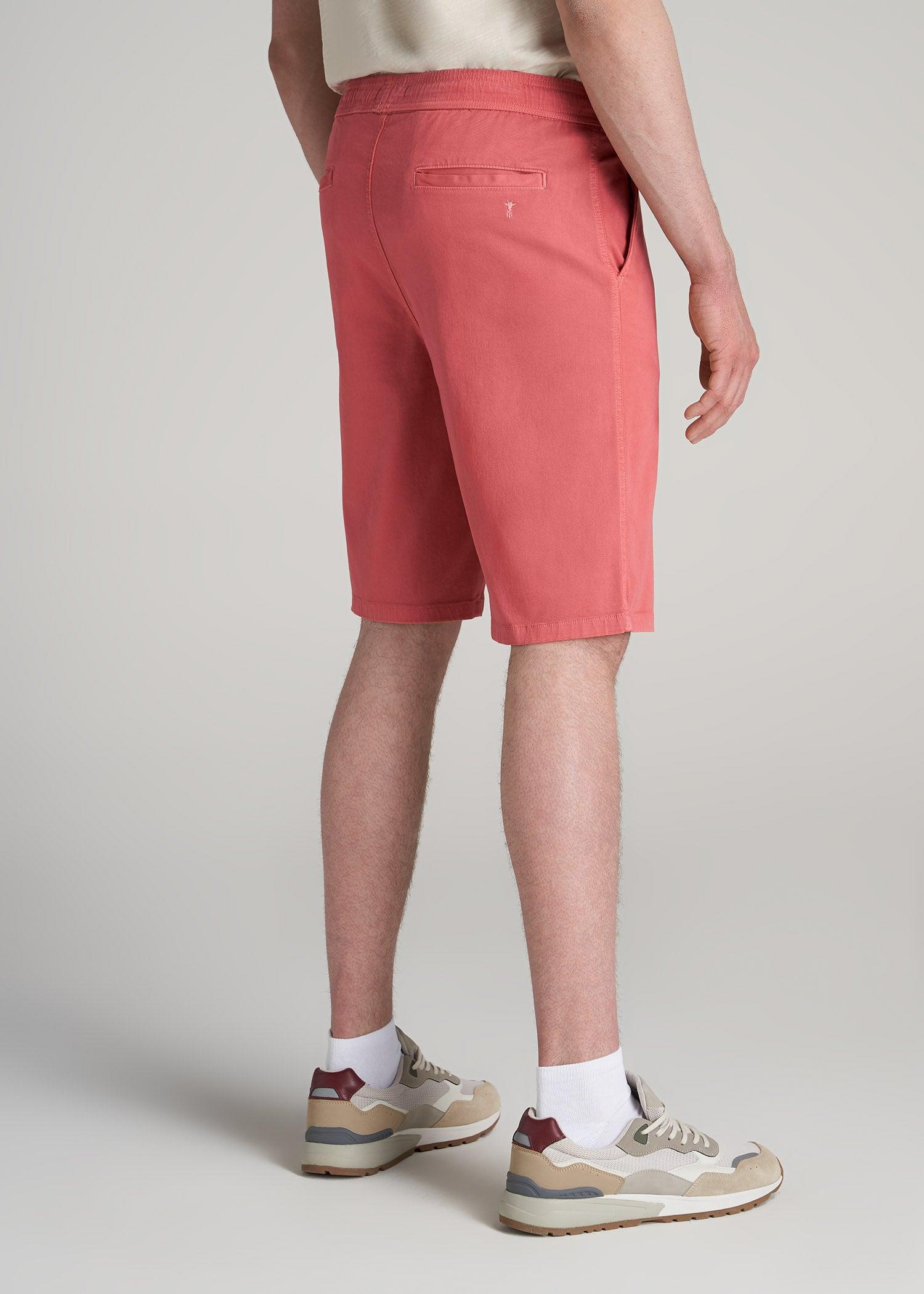 Stretch Twill Pull-On Shorts for Tall Men in Canyon Red Product Image