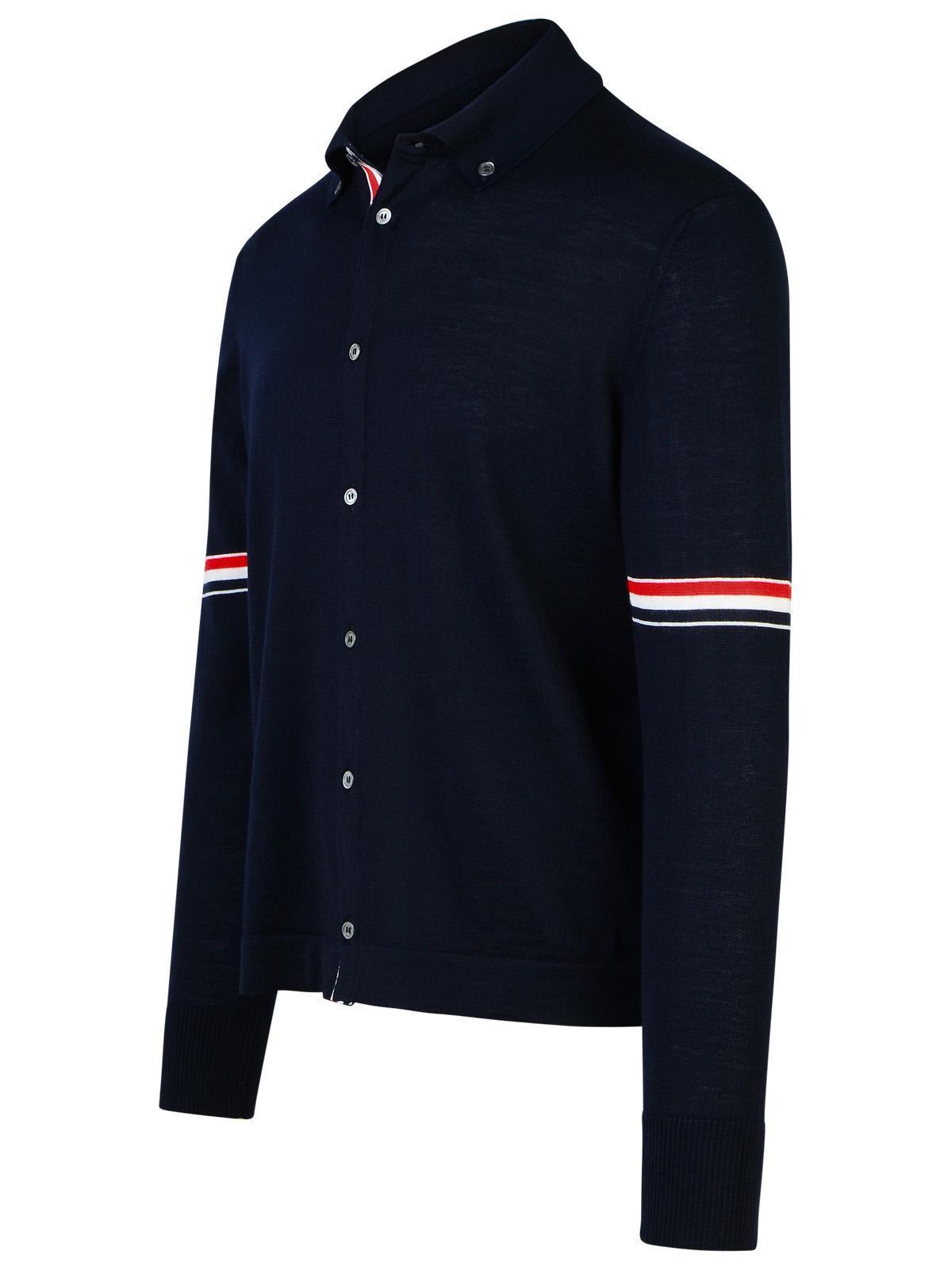 Navy Virgin Wool Shirt In Blue Product Image