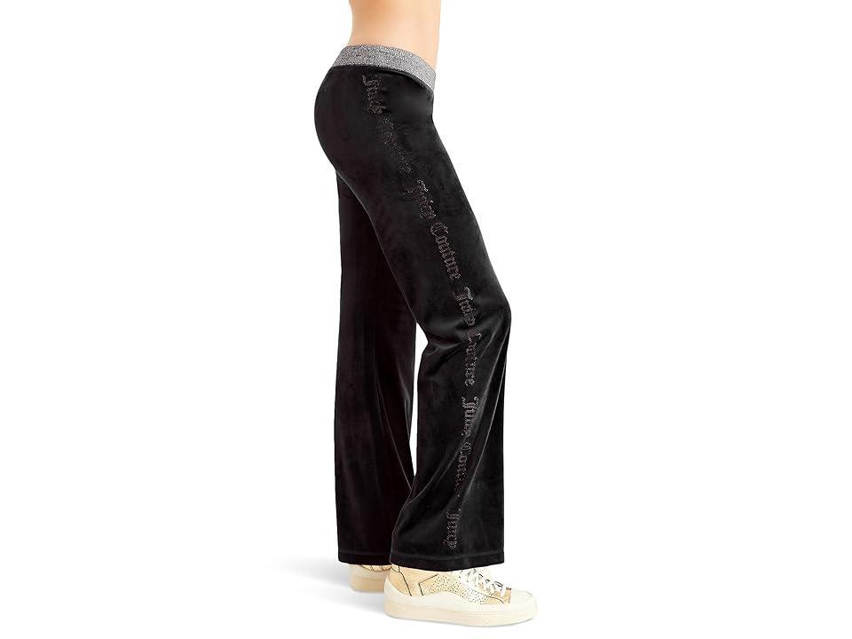 Juicy Couture Pull-On Track Pants with Rib and Bling (Liquorice) Women's Casual Pants Product Image