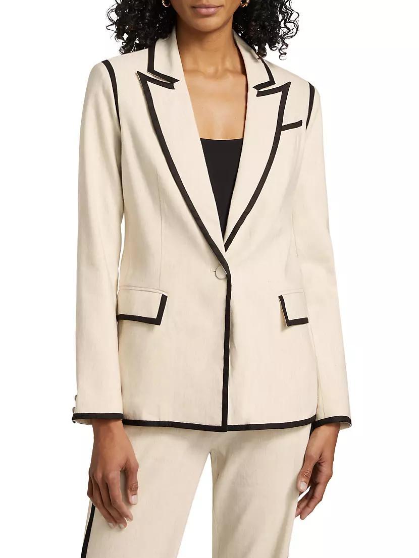 Solid Linen-Blend One-Button Blazer Product Image