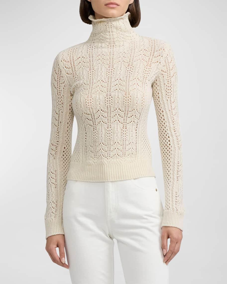 Cashmere Pointelle Funnelneck Sweater product image