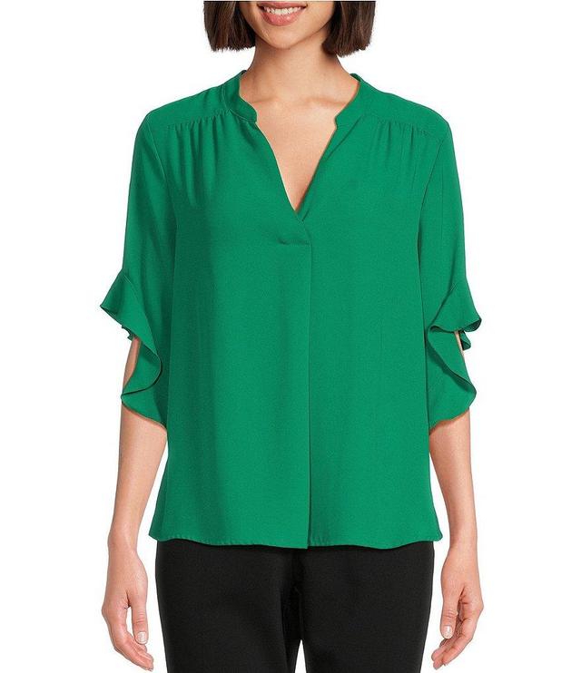 Investments Laikyn Signature V-Neck 3/4 Ruffled Sleeve Top Product Image