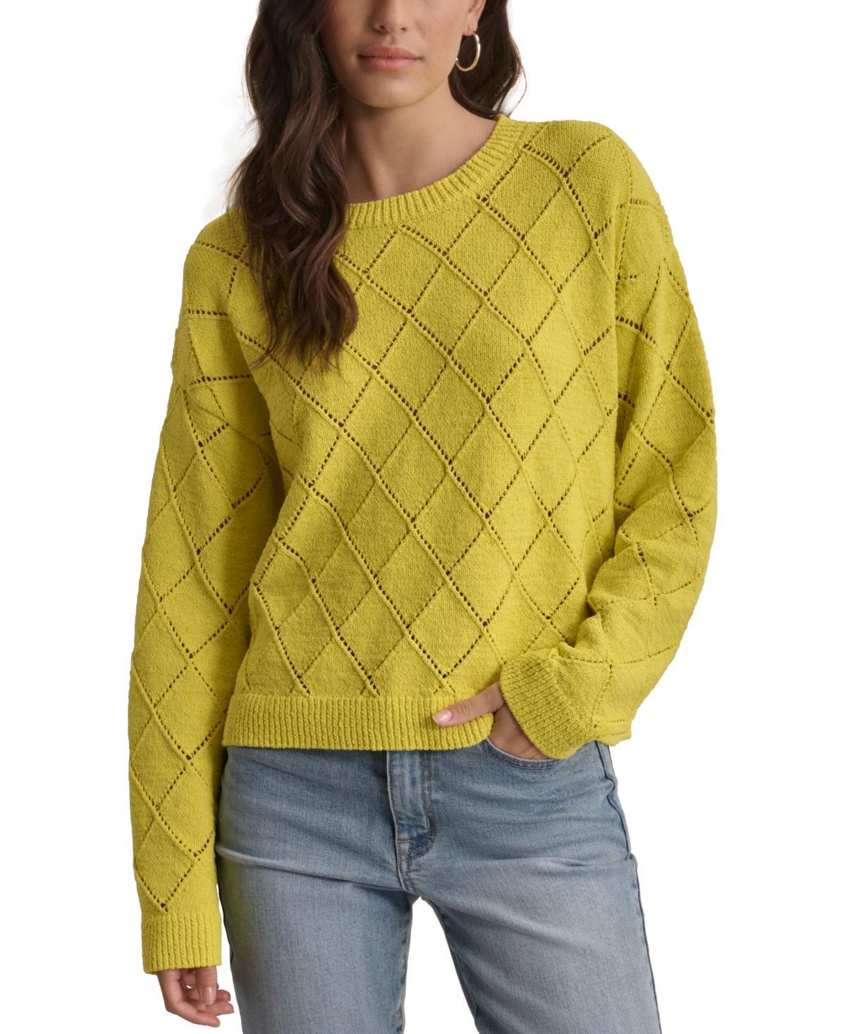 Dkny Jeans Womens Diamond-Shaped Pointelle Sweater Product Image