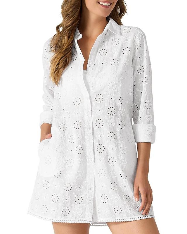 Tommy Bahama Harbour Eyelet Boyfriend Shirt Women's Clothing Product Image