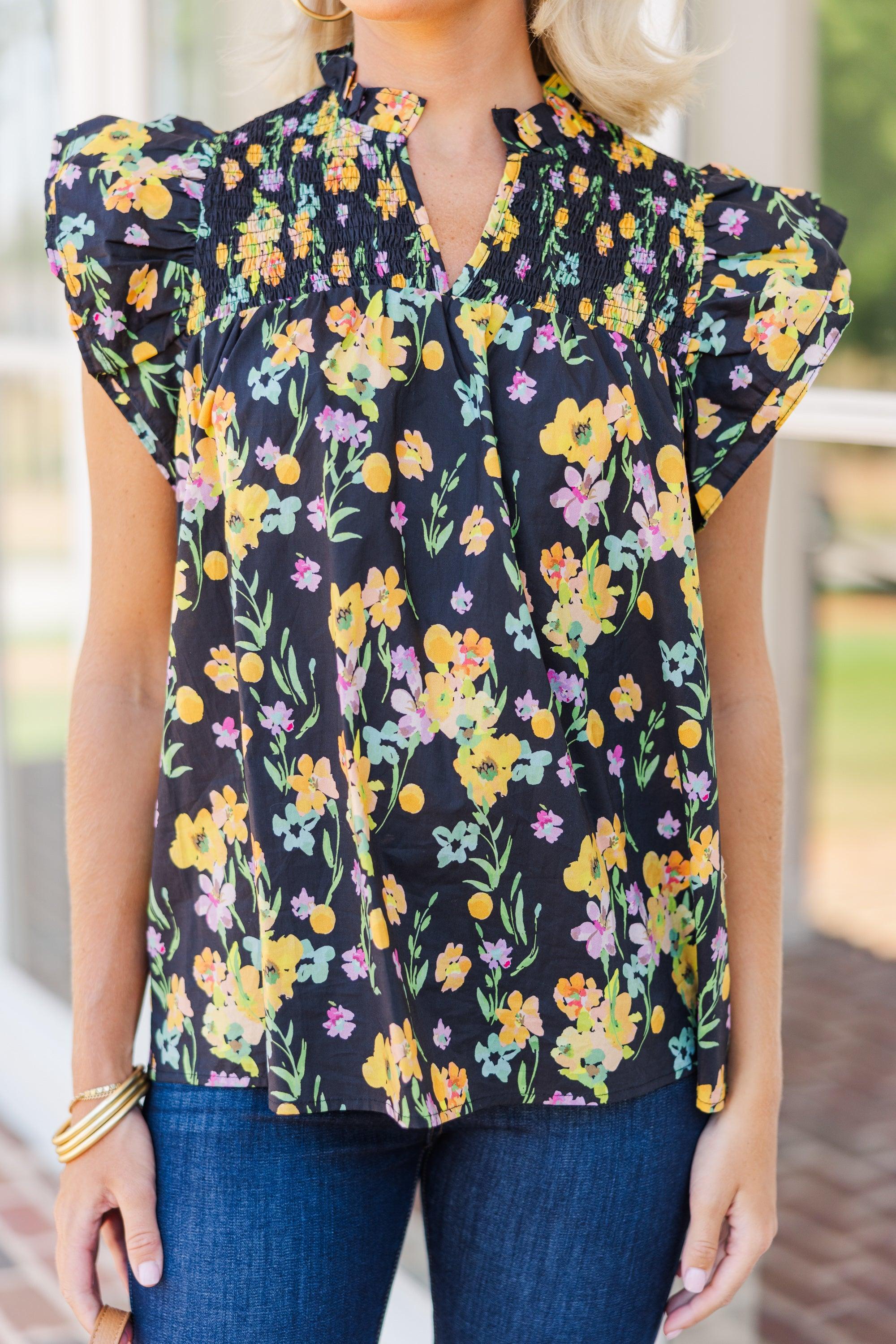 Live Out Loud Black Floral Blouse Female Product Image