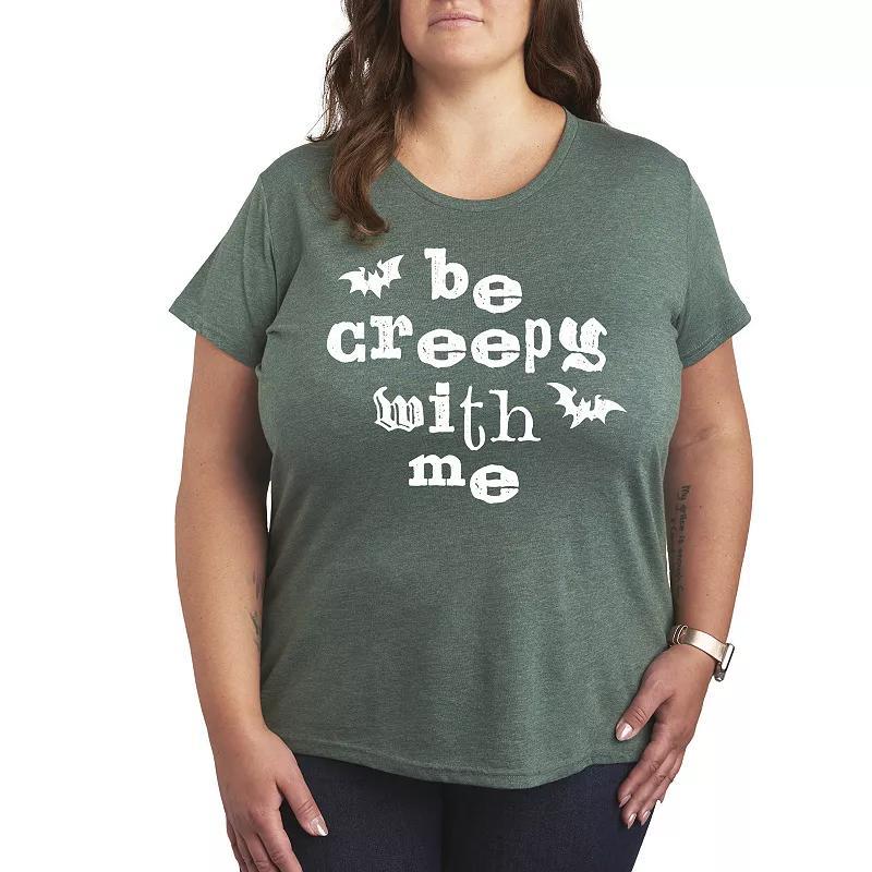 Plus Size Be Creepy With Me Graphic Tee, Womens Grey Green Product Image