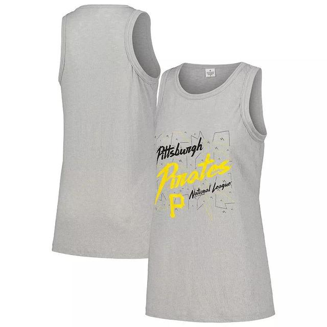 Womens Soft as a Grape Gray Pittsburgh Pirates Gauze High Neck Tank Top Product Image