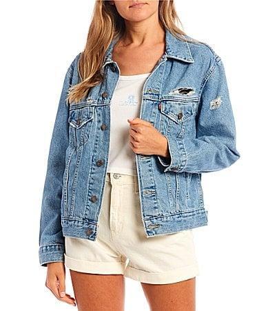 Levis Distressed Ex-Boyfriend Denim Trucker Jacket Product Image