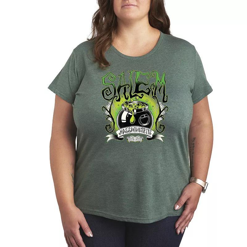 Plus Size Salem Witchy Collegiate Graphic Tee, Womens Grey Gray Product Image