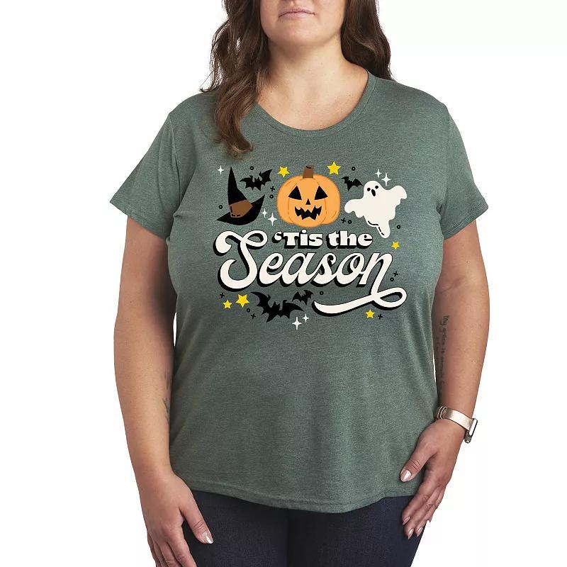 Womens Tis The Season Halloween Graphic Tee Grey Green Product Image