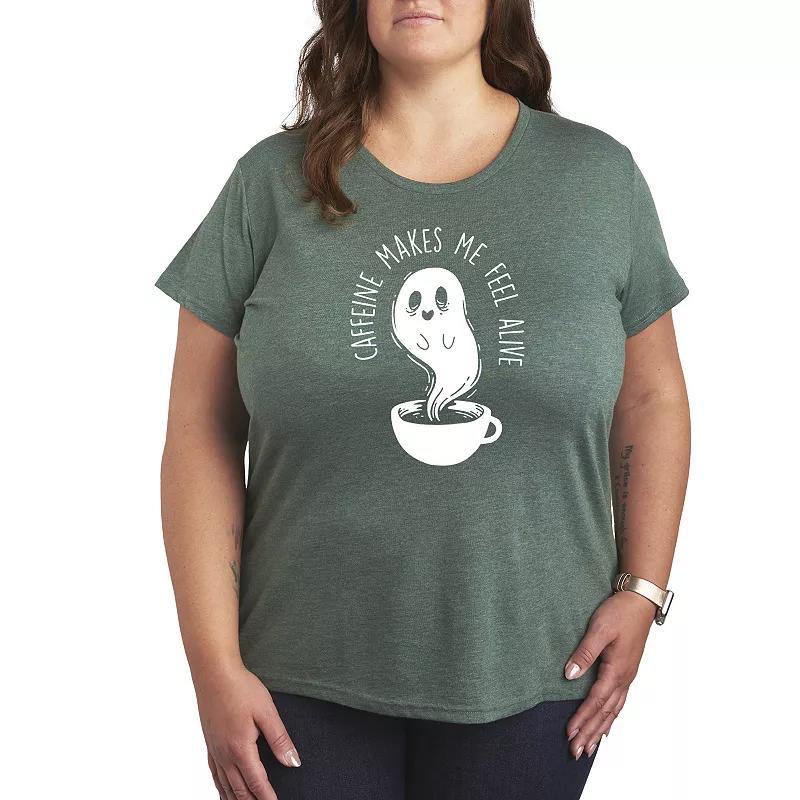 Plus Size Caffeine Makes Me Feel Alive Graphic Tee, Womens Product Image