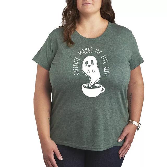 Plus Size Caffeine Makes Me Feel Alive Graphic Tee, Womens Product Image