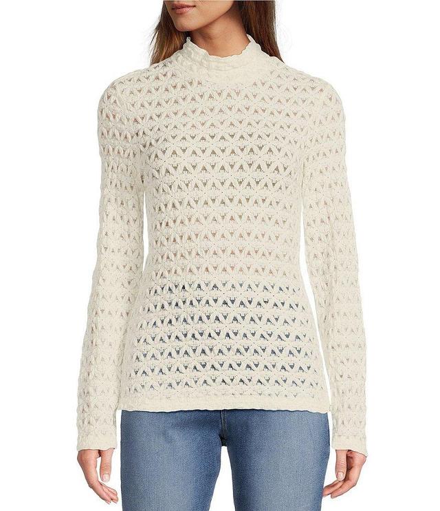 Sanctuary Lace Stretch Knit Turtle Neck Long Sleeve Top Product Image